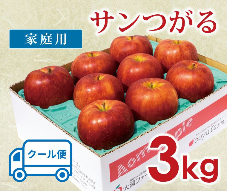 青森県産りんご 朝採り サンつがる 3kg 10〜13個入り　2箱セット サンつがる｜減農薬の家庭用りんごなら青森りんご産地直送大湯ファーム